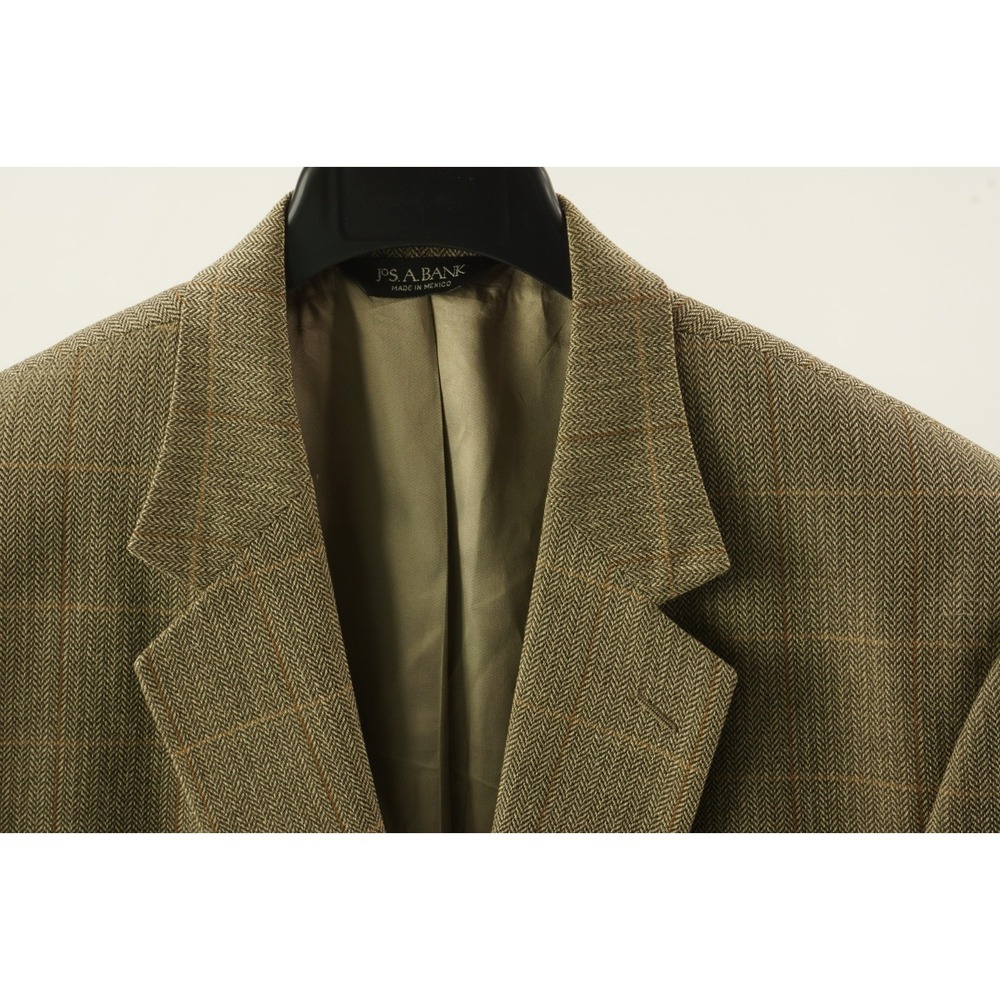 Jos A Bank Silk Wool Cashmere Linen Men's‎ 43R Herringbone Windowpane Sport Coat - Picture 4 of 14